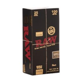 RAW SINGLE WIDE BLACK BOX 25 -100 DOBLE X UNIDAD