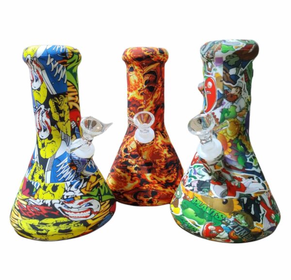 SLC53 BONG SILICONA 20 CM PIRAMIDE FUEGO/ DIBUJO